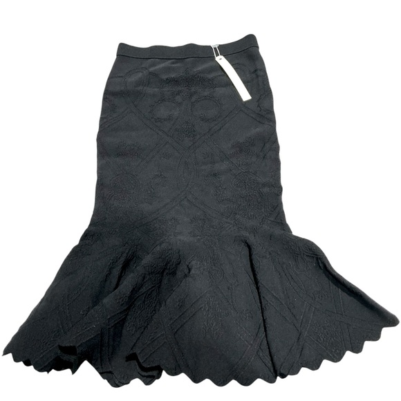 Jonathan Simkhai Linked Rib-Knit Fit-and-Flare Midi Skirt Black Small